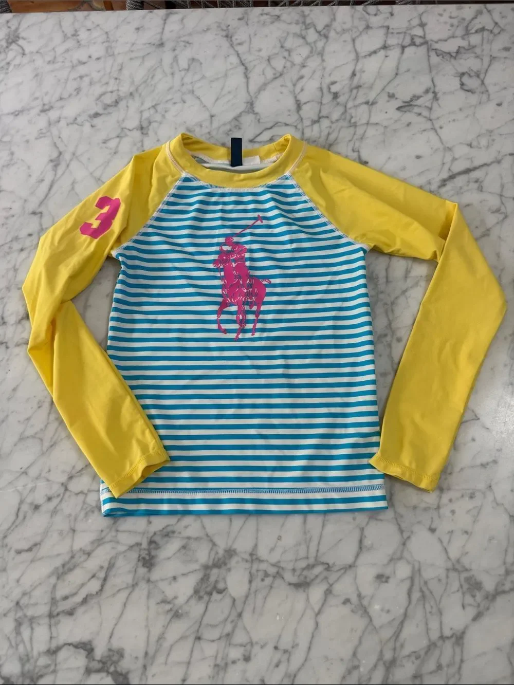 Ralph Lauren Polo Big Pony Youth Sz 8/10 Y Striped Swim Rash Guard